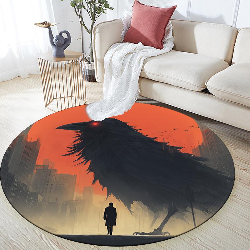 

Raven pattern round rug,Carpet Rug for Living Room Bedroom Sofa Playroom Decor,Non-slip Floor Mat,Holiday Gifts and Birthday Gifts. 80cmx80cm