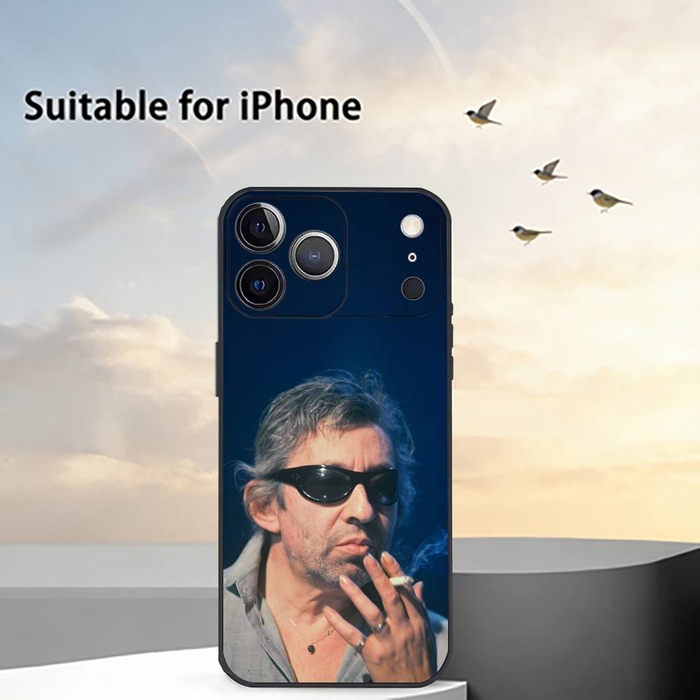 

Serge Gainsbourg Phone Case For iPhone 17,16,15,14,13,12,11 Plus,Pro Max,XS,Soft Silicone Black Cover iPhone14ProMax