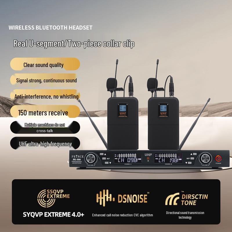 Wireless Diversity Microphone Set: Dual Ear-Mic & Quad Lavalier for Professional Stage Use, Free Shipping