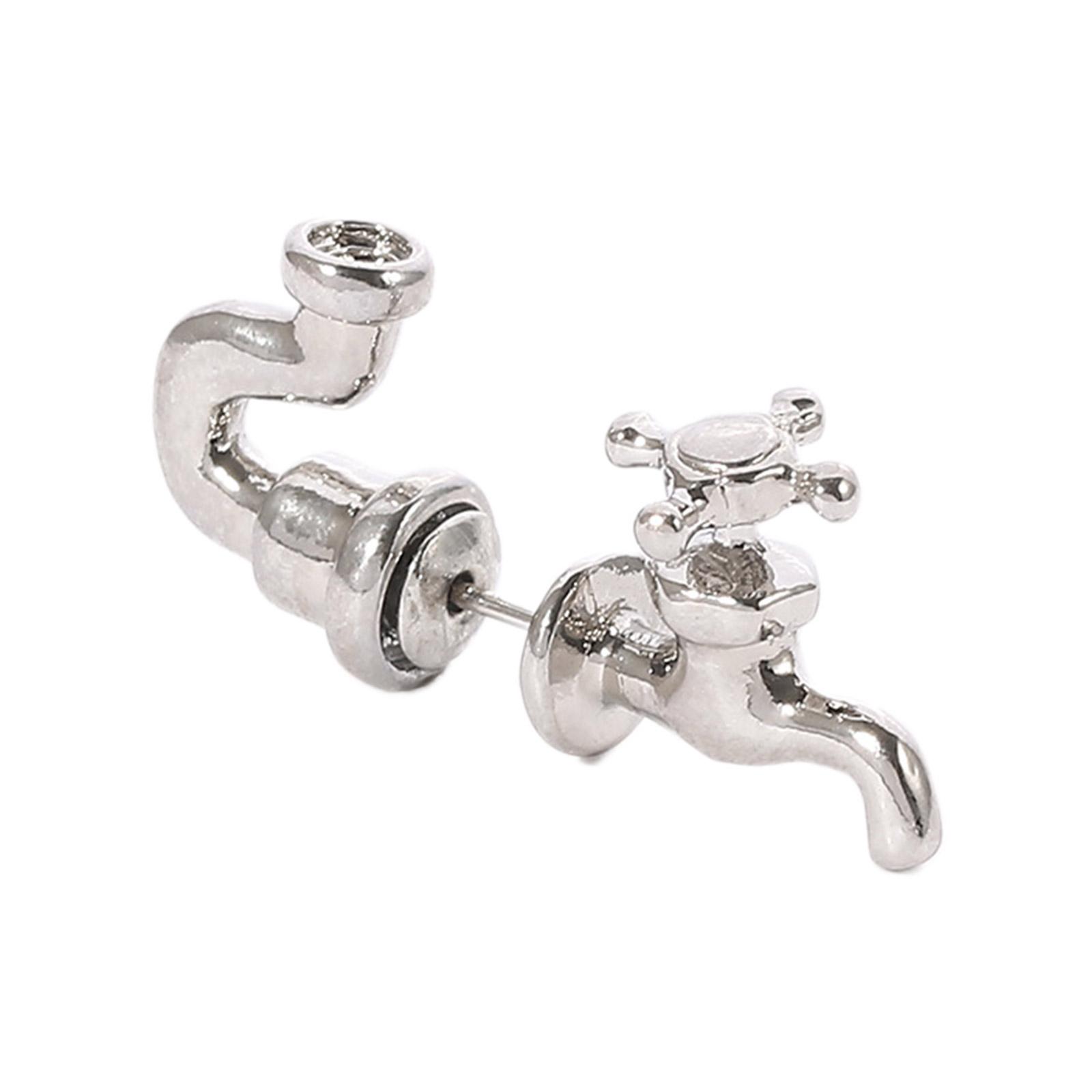 

Unique Funny for Creative Punk Water Tap Faucet Stud Earring for Women Girls Statement Goth Stopcock Jewelry Decoration 1