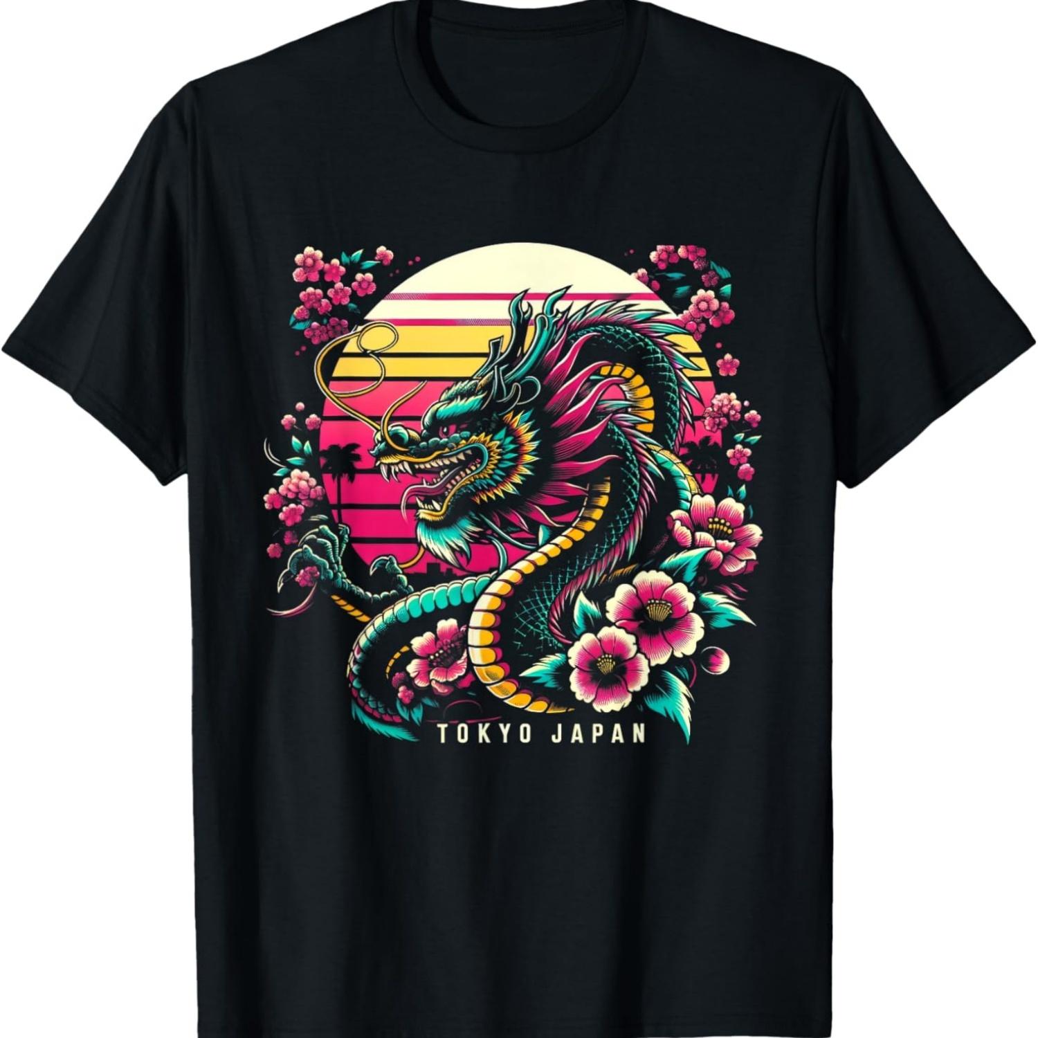 Dragon Sakura Cherry Blossoms T-Shirt S