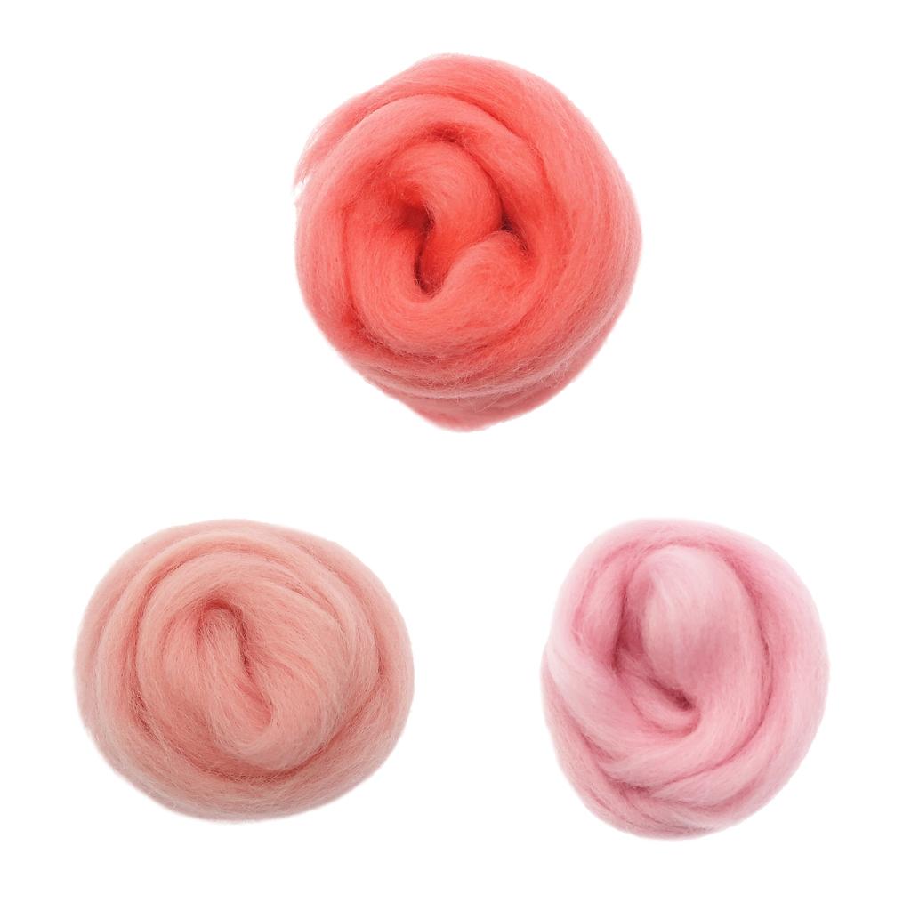 3Pcs Handmade Wool Felt Roving Fiber Weaving Materials 10g