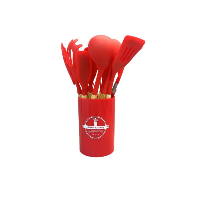 2025 New Light Edition Silicone Cooking Shovel Food Grade Spoon 12-piece Set 550g Silicone Kitchenware Set