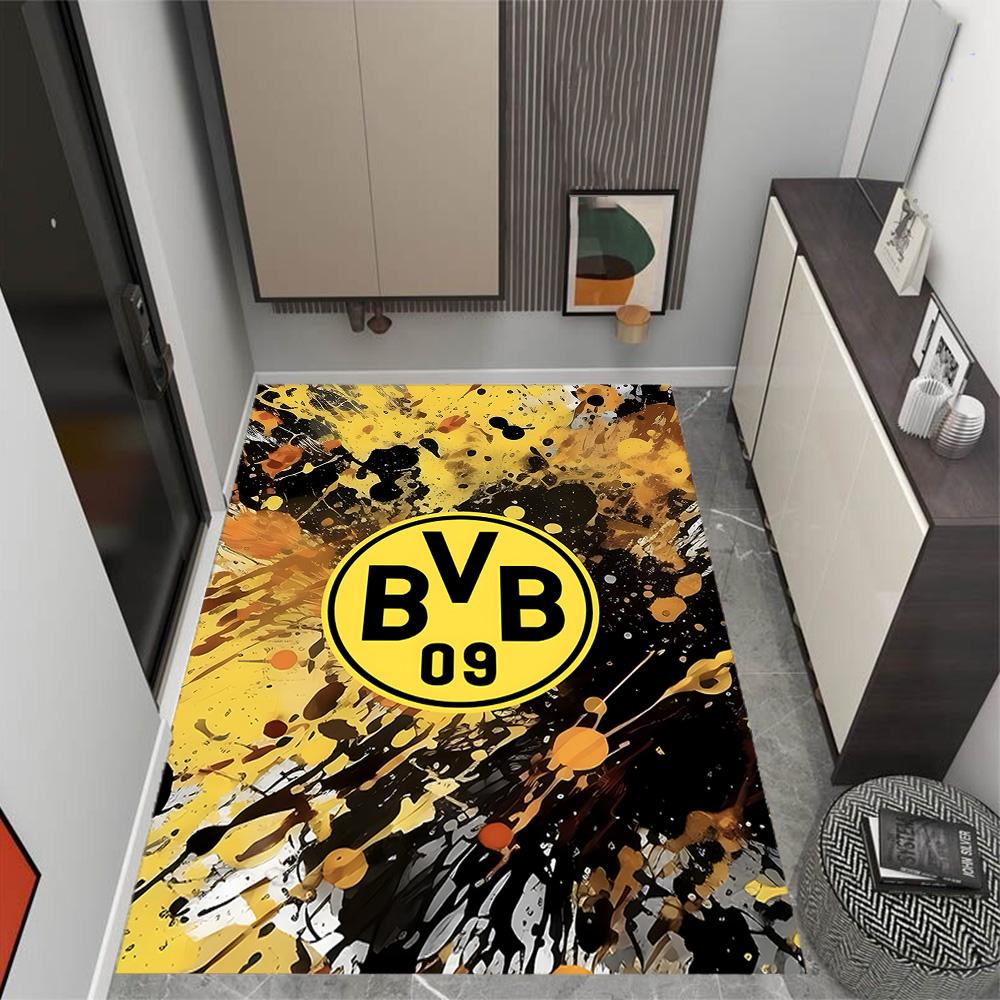 Χαλάκια Αντιολισθητικά με Θέμα Splatter Art - Λογότυπο Bvb 09 - Διακόσμηση Σπιτιού από Πολυεστέρα, Κατάλληλα για Υπνοδωμάτια, Σαλόνια, Εισόδους, Στούντιο και Διακοσμήσεις