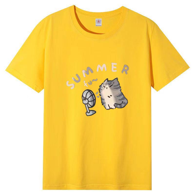 

Хлопчатобумажная женская футболка, свободные летние топы с короткими рукавами и половиной рукавов Design Sense M жёлтый