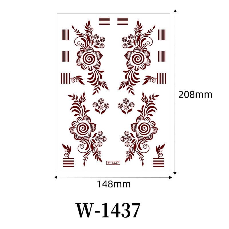 Zhengxiang 2025 Waterproof Brown Floral Lace Henna Tattoo Sticker