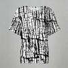 Women Henley Neck Printed Short Sleeve Cotton Linen Shirt with Front Pocket and Button Casual Fit Top