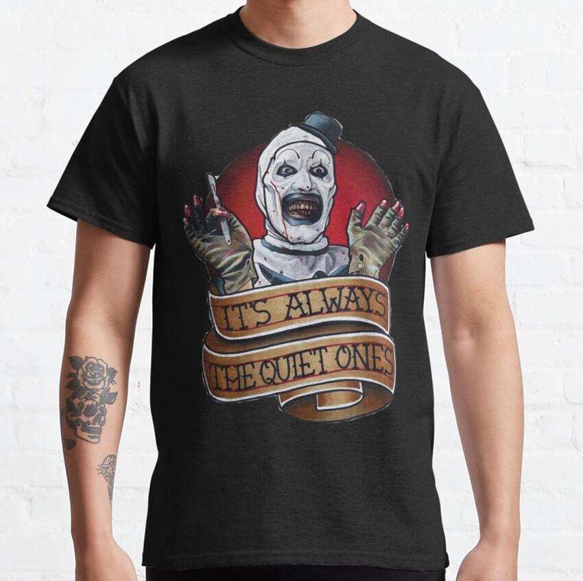 Vintage Terrifier TShirt for Men Horror Movie Scary Clown QHalloween Terrifier Film 100 Cotton Printed Tees Gift Idea Tops