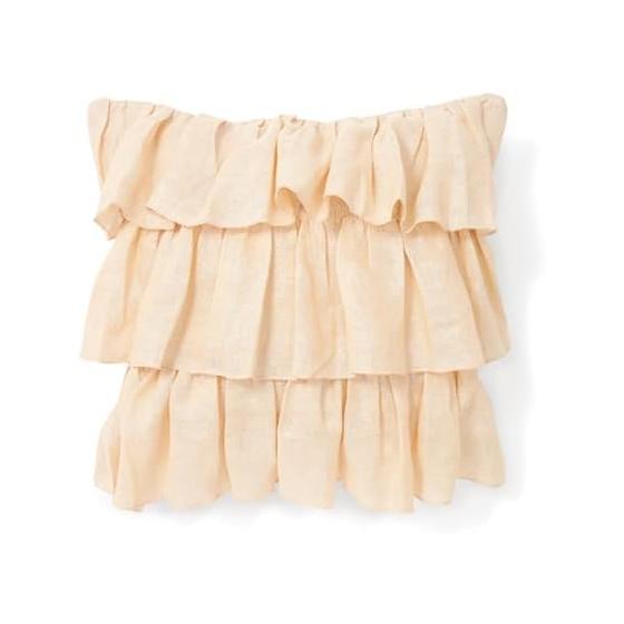 Francfranc Linen Ruffle Cushion Cover 45cm x 45cm Light Beige (006)