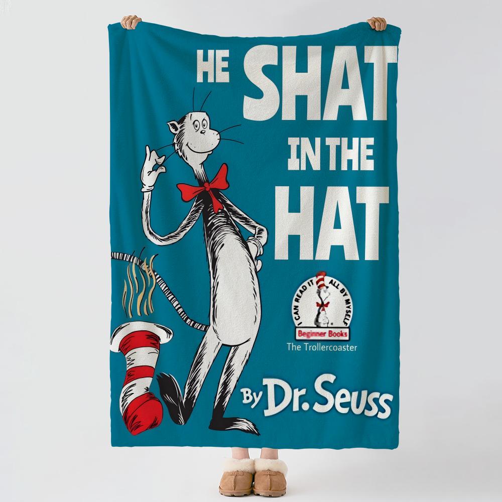 The Cat in the Hat Throw Soft Warm Flannel Blanket Multiuse Throw for Bed Sofa Office Air Conditioning Nap Blanket