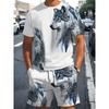 Short-sleeved Suit T-shirt + Shorts Suit Casual Two-piece Suit Summer Casual Two-piece Suit Men's Trendy Casual Sports Suit
