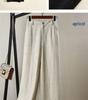 High Waist White Cotton Linen Wide Leg Pants for Women - Loose, Slimming Korean Style