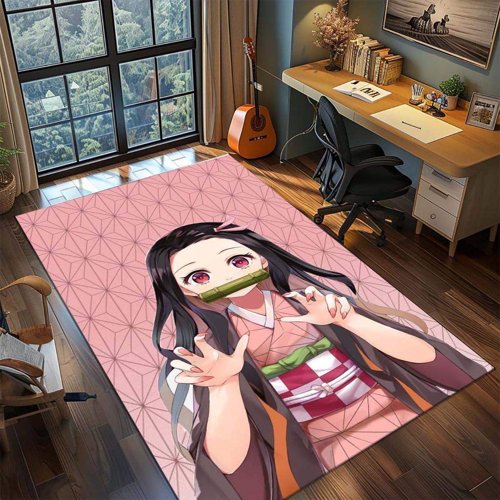 Demon Slayer Anime Rug Carpet Large Area Rug Non Slip Washable Floor Mat Gamer Room Bedroom Home Decor -QJY