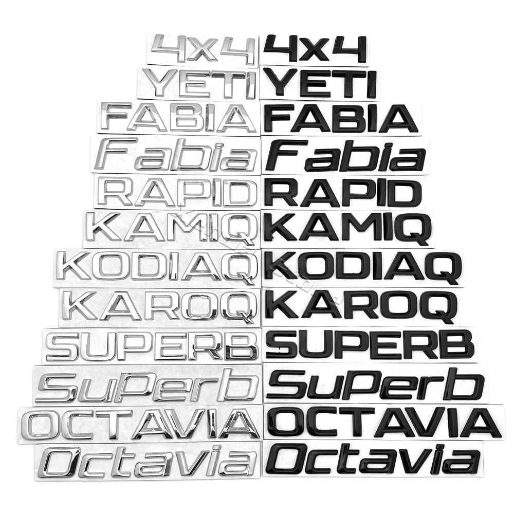 Cvawr7 Lettere Metalliche per Auto Decalcomanie per Bagagliaio Stemmi Emblemi Loghi Adesivi Per Skoda Octavia Superb RAPID FABIA KAMIQ KAROQ KODIAQ YETI 4X4