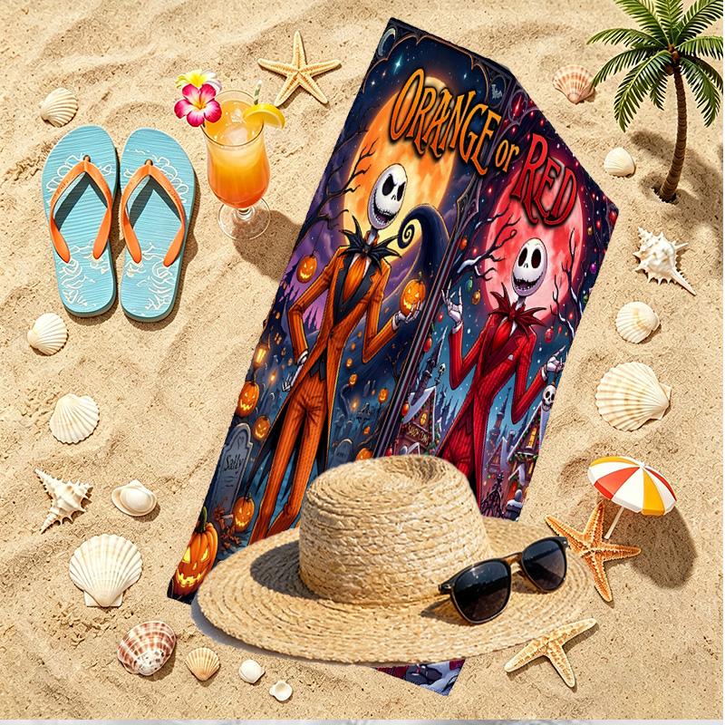 The Nightmare Before Christmas Print Beach Towel, Versatile Lightweight Absorbent Beach Towel for Pool Surf Yoga Bathroom, Perfect Birthday Holiday Gi