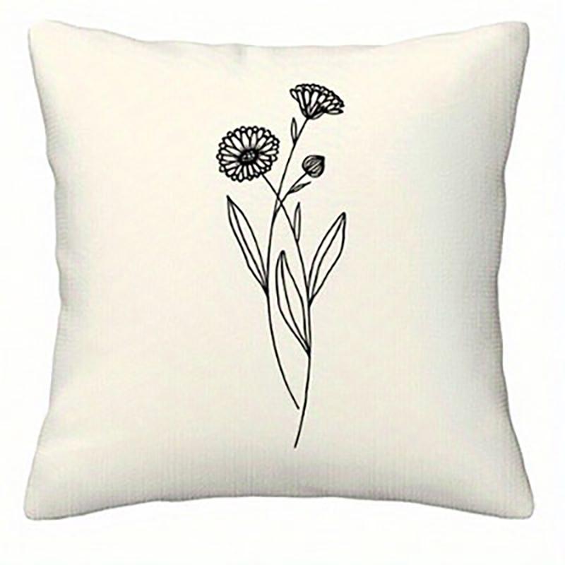 Minimalist Botanical Throw Pillow Covers, Line Art Plant Print Cushion Cases for Home Decor