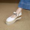 Niche Light Luxury 2025 Women's Shoes High-heeled Soft Leather Foreign Trade Retro Single Shoes Low-top Thick-soled Wedge Heel Single Leather