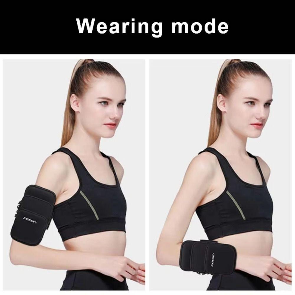 Large Capacity Running Phone Bags Three Pockets Mobile Phone Arm Bag Arm Band Pouch  Outdoor Sports