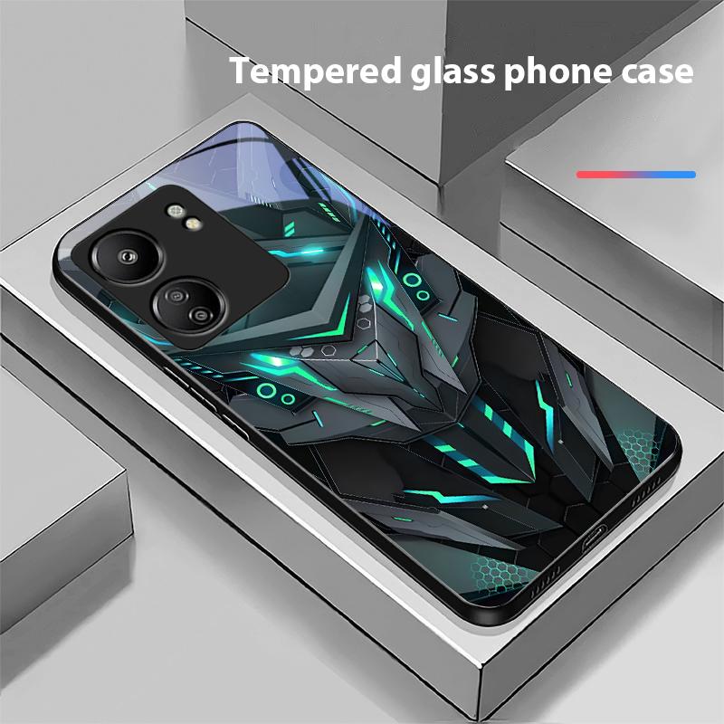 Kreativer Mech Für Xiaomi Redmi 13C Note13 12 Pro Plus 5G Note 9 13T Pro POCO X6 F5 F6 Schwarze Gehärtetes Glas Handyhülle