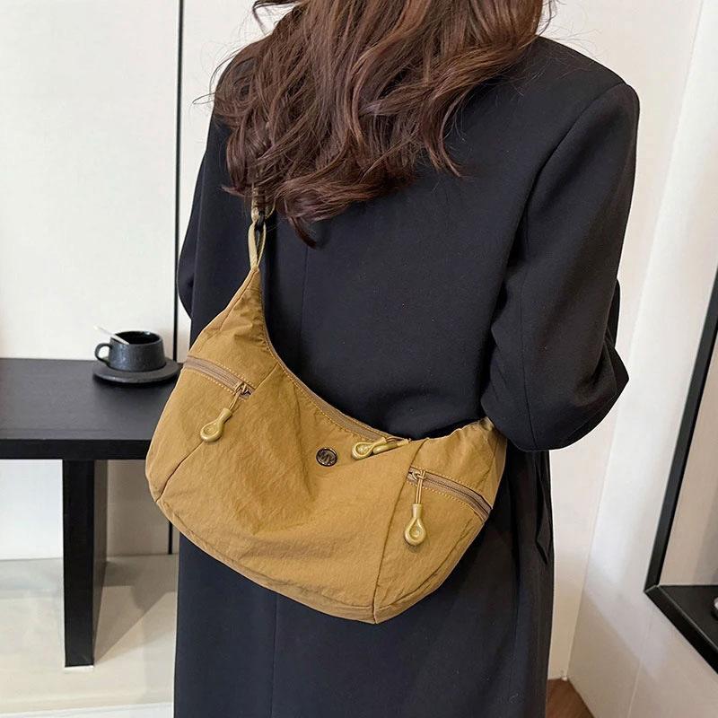 Japanese Ultra-light Waterproof Cloth Bag, Men's and Women's Versatile Shoulder Messenger Bag, Multi-functional Nylon Lightweight Croissant Bag