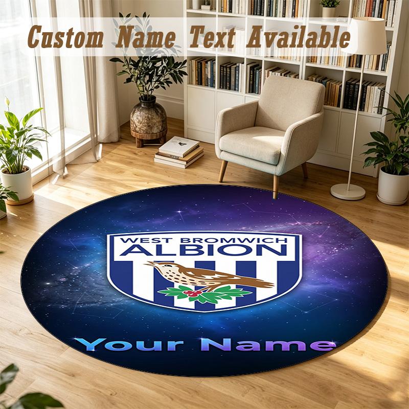 Round Rug Custom NameWest Bromwich Albion FC Pattern Non Slip Carpet Home Floor Decor