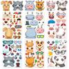 6 Pictures/pack of Beautiful Animals Hippo Cow Giraffe Cartoon Collage Children's Education Decoration Stickers