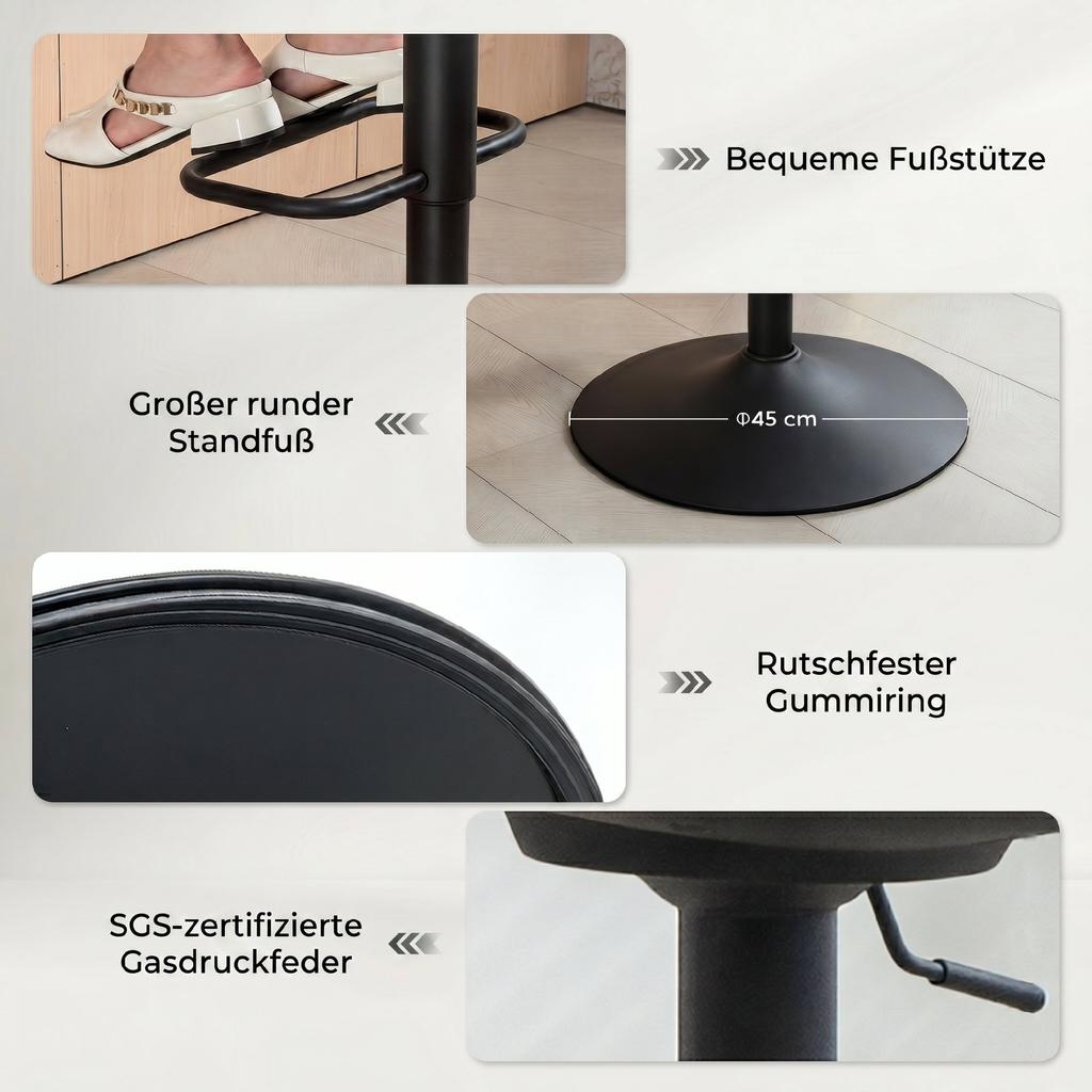 Bar Stools Set of 2 Swivel Bar Chair with Armrests and Backrest for Kitchen
