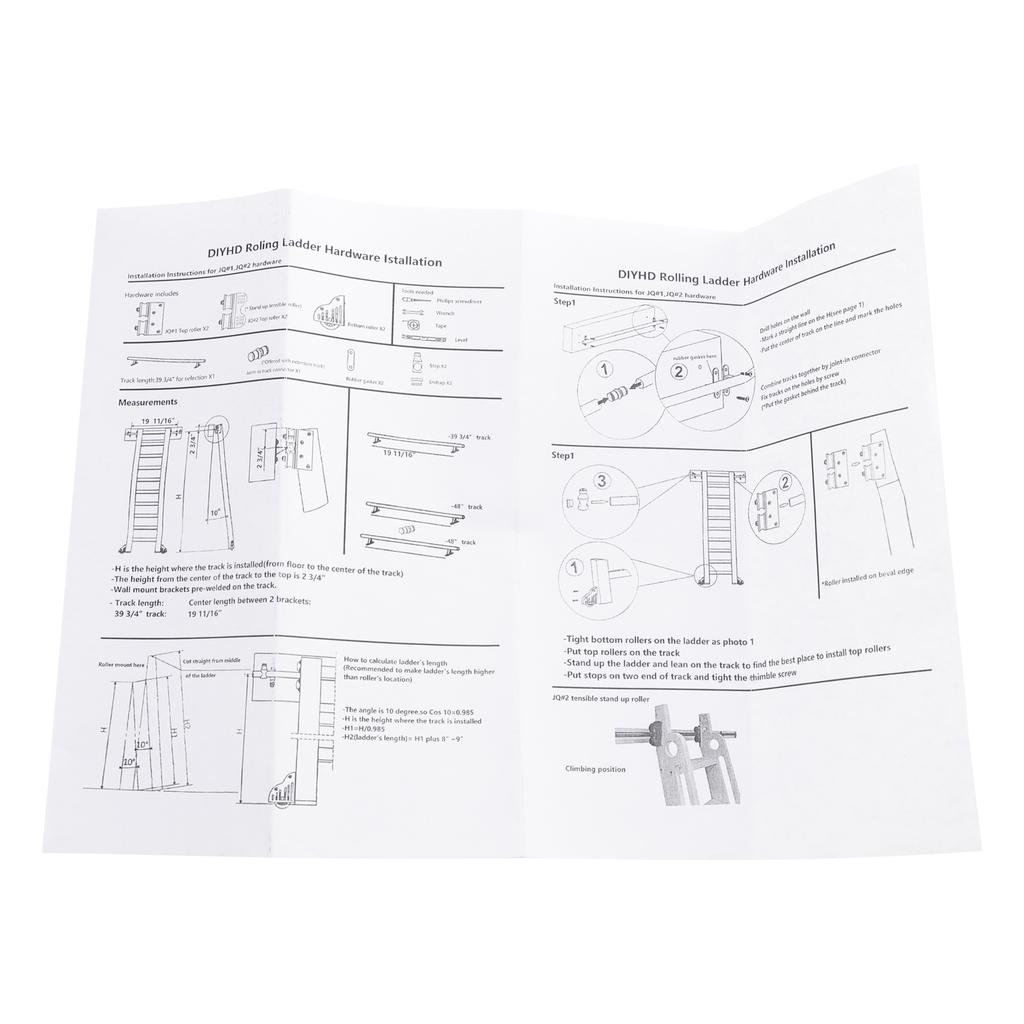Rolling Library Sliding Ladder Hardware Kit with Brake 3.3FT Round Tube