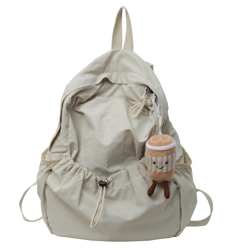 Casual Backpack Women's Large Capacity Fashion Junior High School High School Students Student Pleated Schoolbag Cloth Bag Travel Backpack