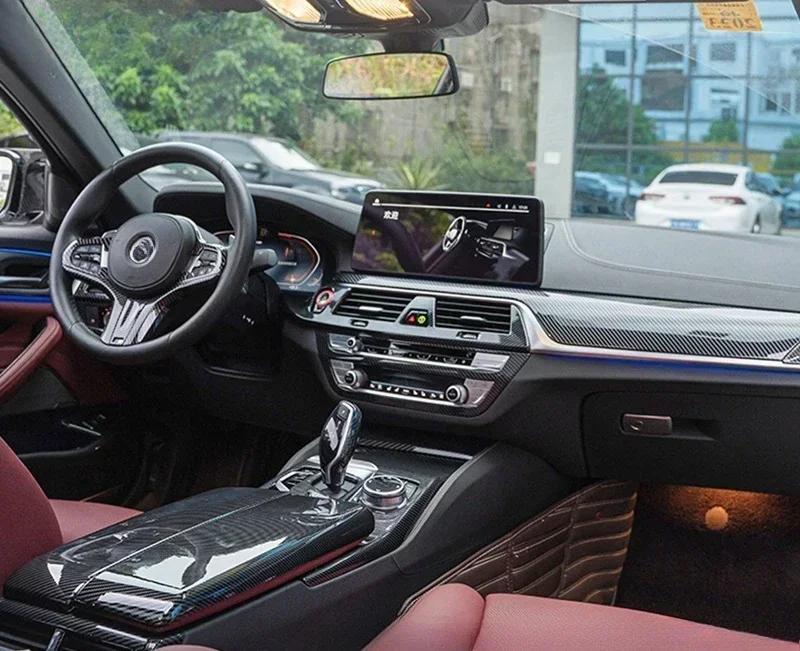 Für BMW 5er G30 G38 2018-2023 Kohlefaser Mittelkonsole Armaturenbrett Panel Abdeckung Zierleisten Aufkleber Innenraum Tuning Zubehör