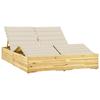 VidaXL Double Sun Lounger and Cushions Cream Impregnated Pine Wood 3065986