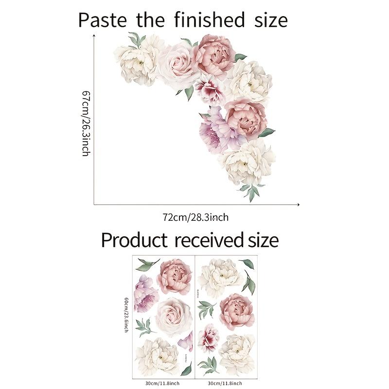2pcs Peony Flower Wall Decals for Bedroom and Living Room | Self-adhesive PVC Home Decor