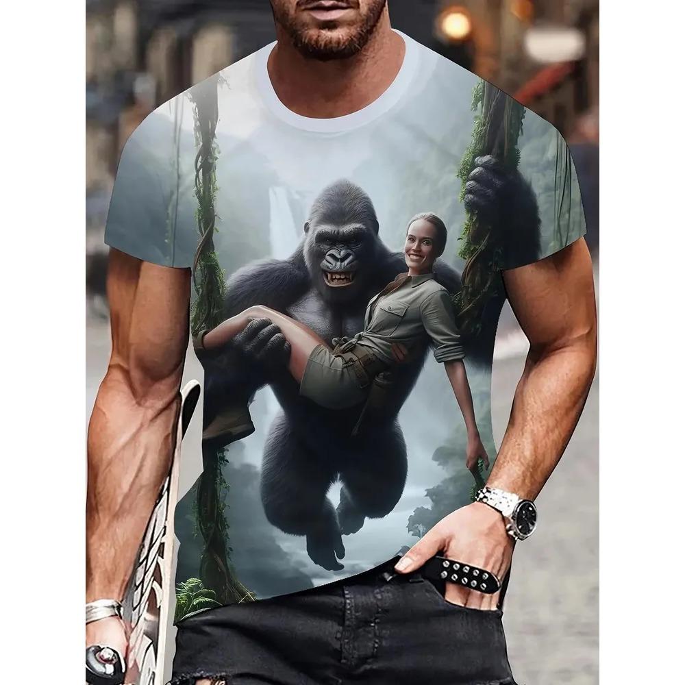Summer Mens T-shirt Creative 3D Printed Short Sleeved T-shirt Fashionable Comfortable Soft Breathable Large Loose T-shirt