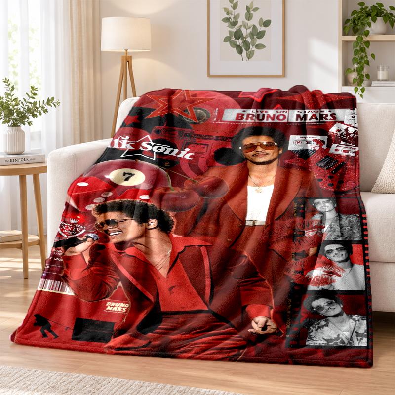 Bruno Mars Flannel Throw Blanket Soft Warm Cozy For Sofa Bed Indoor Home Bedroom Use