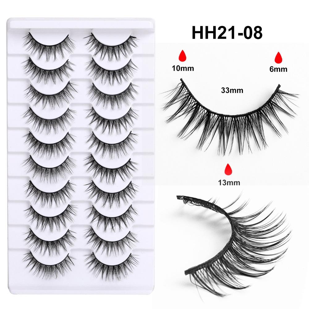 10 Pairs Fluffy Thick 3D Faux Mink Lash Glue Version Full Strip Lashes  Eye Lash Extension