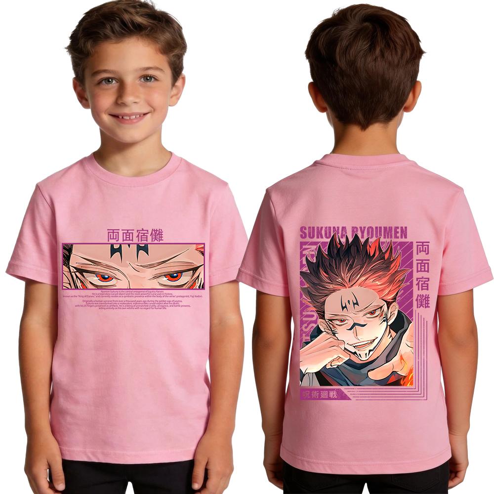 Jujutsu Kaisen Ryomen Sukuna Anime Print Kids T Shirt Casual Cotton Boy Top Tee Clothes