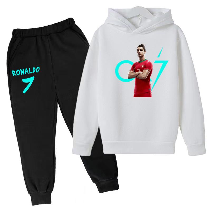 TZWYChildren's Clothing Coat CR7 Brand Casual Competition Sportswear Boys Girls Letter Printed Hoodie/trousers 2P Sports Jogging Set