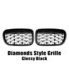 All Black Single Line Style Front Bumper Grilles For BMW X3 F25 2010-2013 Silver Diamonds Style Racing Double Slat Grills