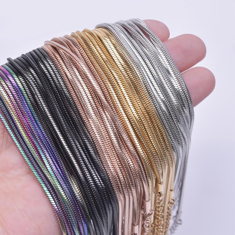 15 10Pcs Wholesale 40+5Cm Square Snake Chain Jewelry On The Neck Decor Stainless Steel Necklaces For Women Men Accessories Gift