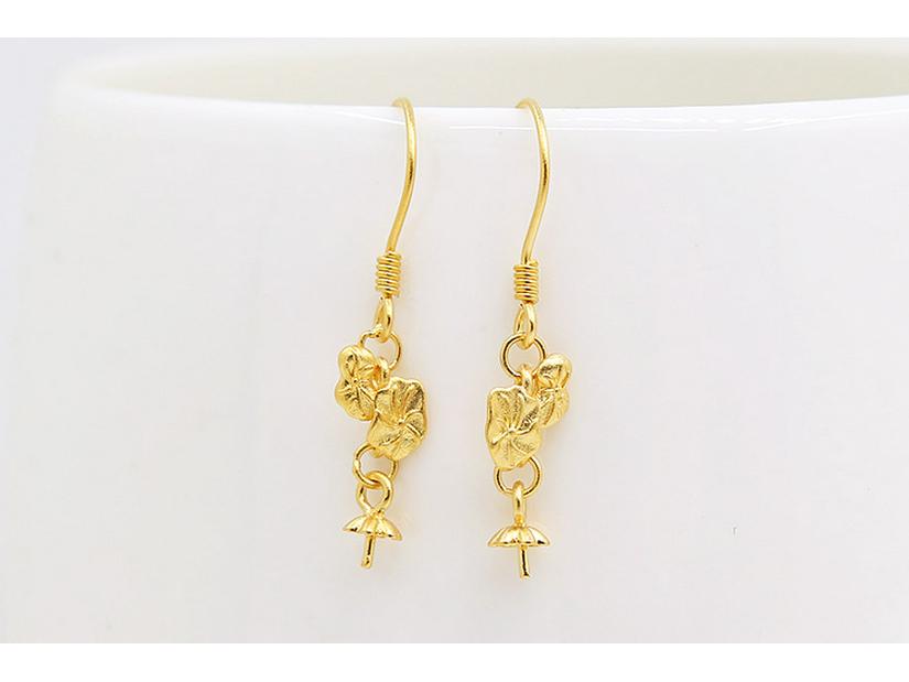 

Серьги-клипсы из стерлингового серебра 925 пробы, золотые, в виде листьев и цветов лотоса, для самостоятельной сборки