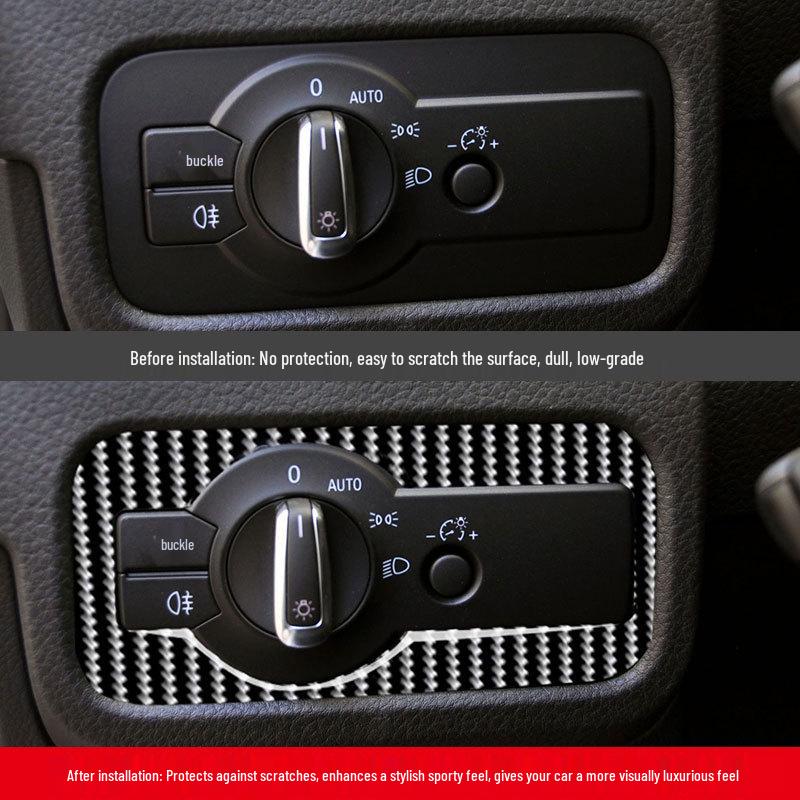 Copertura Telaio Interruttore Fari in Fibra di Carbonio per Interni Volkswagen Touareg 2011-2018