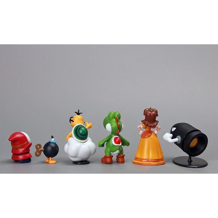 Super Mario 18-Piece Figurine Set 3-6cm Multicolor Collection (Mario, Luigi, Princess Peach, Yoshi, Toad)