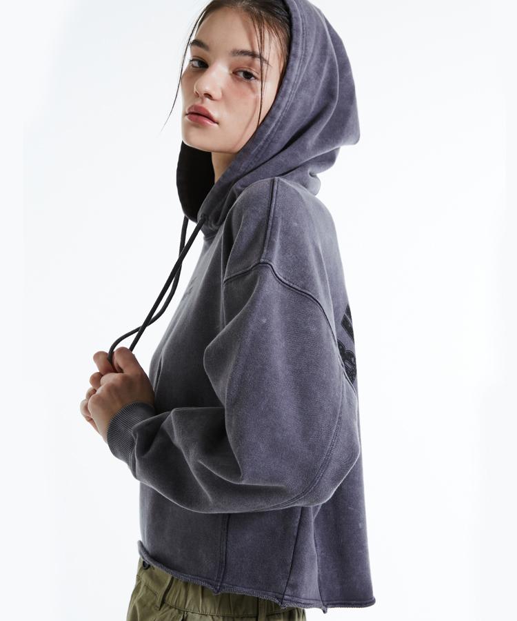 Burkeru Women S Patch Artwork Hoodie Dark Gray Dark Grey_F