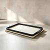 Decorative Tray with Metal Handles | Rectangular, LowProfile, Woven Texture Tray, for Coffee Table