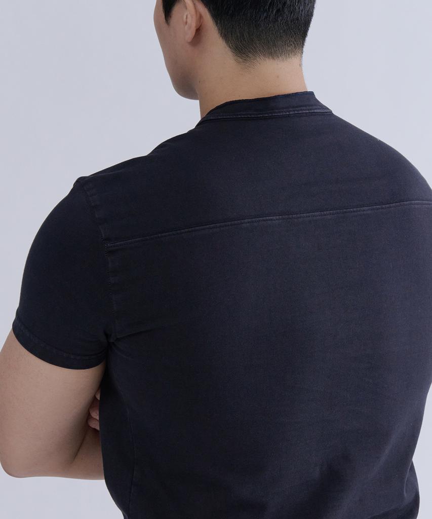 NINEZ Pigment Washed Henley Neck Muscle Fit T-Shirt (2 Colors)