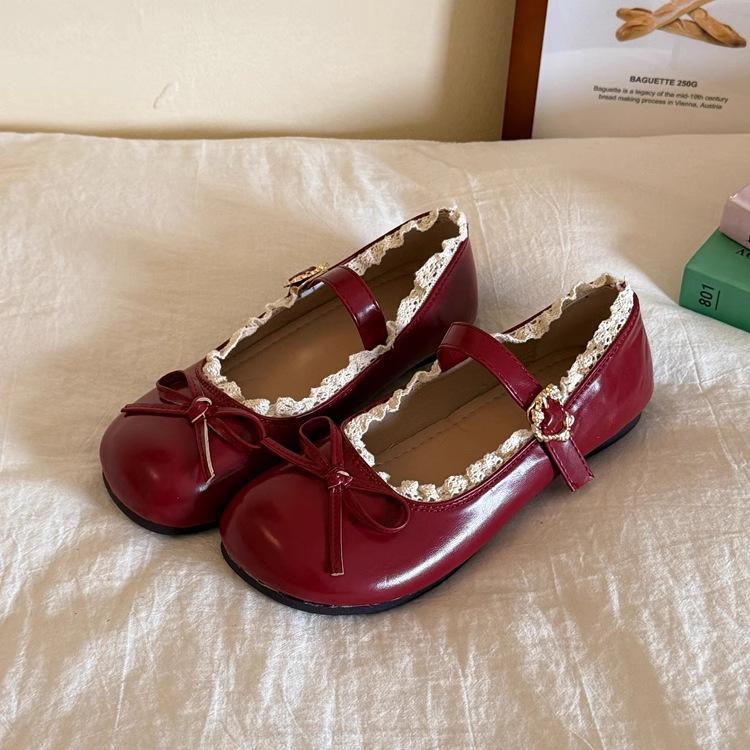 Damen Mode Einzelne Schuhe Frühling Runde Spitze Flache Öffnung Schmetterlingsknoten Metallschnalle Weiche Sohle Rutschfest Flache Schuhe