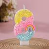 Rainbow Glitter Number Candles for Children's Birthday Cake, 0-9 Toppers