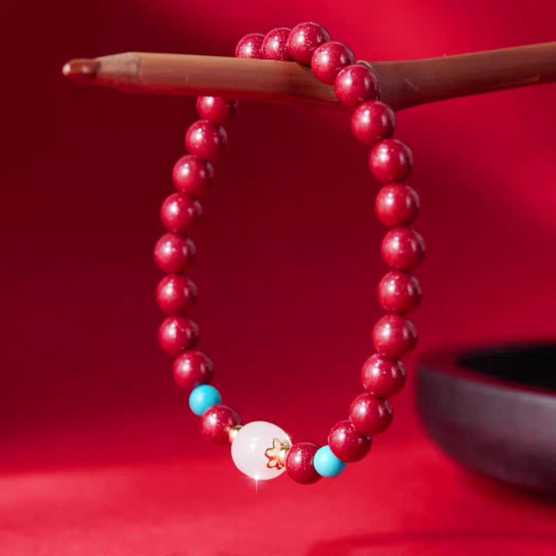 Purple Gold Vermilion Jadeite Turquoise Birthstone Bracelet - Year of Birth Gift & Souvenir