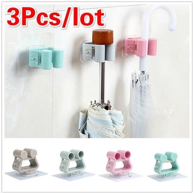 1Pc/ 3Pcs Wand Montiert Mopp Regenschirm Halter Pinsel Bad Aufhänger Lagerung Rack Küche Werkzeug