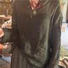Johnature Woman Winter Niche Solid Color Casual Vintage T-Shirt Fashion V-Neck Casual Long Sleeves T-Shirt